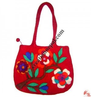 Flower with stem felt bag