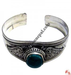 White metal filigree bangle