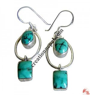 Turq 2- stone silver earing