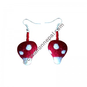 Mushroom felt ear ring