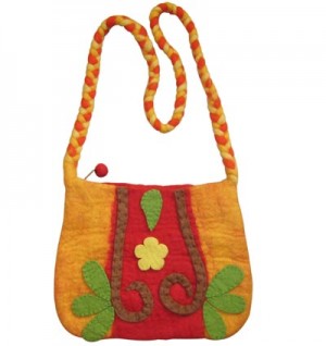 Braided strap felted woolen bag
