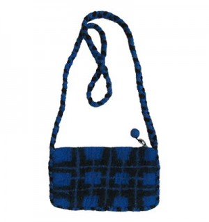 Check design small size long strap bag
