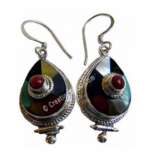 Tibetan tear drop Earring 1