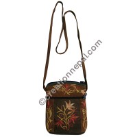 Leather suede small floral bag
