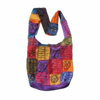 Tie dye layer cut and painted patches rib yogi bag