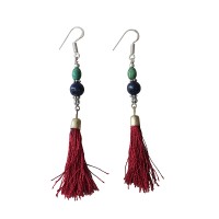 Beads and silk yarn earring