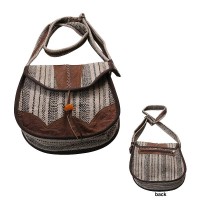 Leather piping hemp-cotton ladies bag