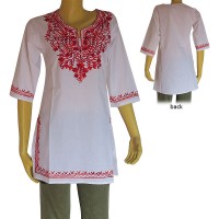 Embroidered cotton white kurtha top3