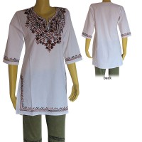 Embroidered cotton white kurtha top4