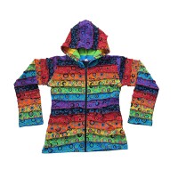 Rainbow stripes bubble prints rib hoodie