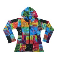 Patch work layer cut light color hoodie2