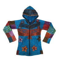 Flower embroidery patch work layer cut hoodie
