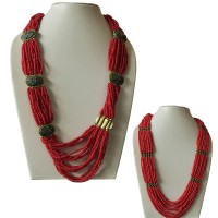 Metal beads pote necklace 