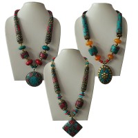 Decorated beads with pendent necklace