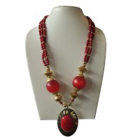 3-line mala necklace with decorated pendent
