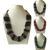 2-colour beads round necklace