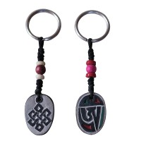 Endless knot-Om carved stone key ring