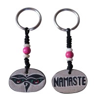 NAMASTE - Buddha Eye  carved stone key ring