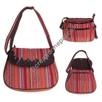 Leather-cotton cross body large bag