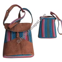 Leather cotton small bag