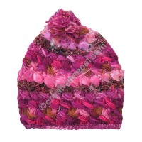 Wool-silk pink pom-pom cap