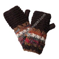 Stripes Dark-brown tube gloves