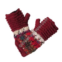 Stripes Dark-red tube gloves