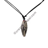 Mantra carved stone pendent