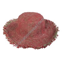Red shade hemp round hat