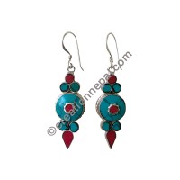 Turquoise-coral earring