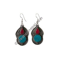 Coral-turquoise danglers earring