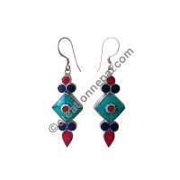 3-color stone chips earring