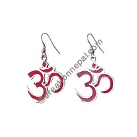 Coral Om Mantra earring