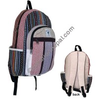 Vertical panel packet hemp backpack
