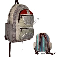 Patch work hemp-cotton backpack
