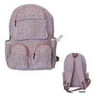 Multi pocket natural hemp backpack