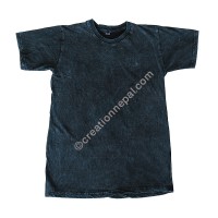 Dark blue stone wash stretchy cotton T-shirt