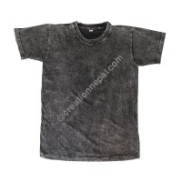 Black stone wash stretchy cotton T-shirt