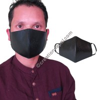 Leather black color face mask