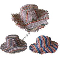 Colorful stripes Hemp round hat
