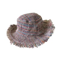 Mixed color natural hemp round hat