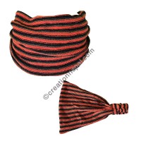 Cotton knitting orange-black stripes headband
