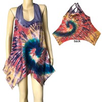 Colorful tie-dye stretchy cotton halter top