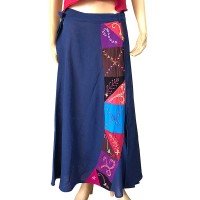 Hand embroidery design Blue open skirt