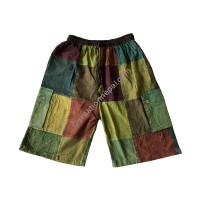 Green toned plain patch work shorts