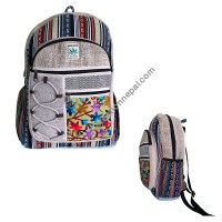 Patch pocket hemp-cotton backpack