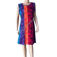 Vertical joined printed stretchy cotton dress