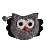 Owl felt hand purse