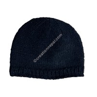 Black color plain woolen cap