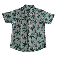 Hemp leaf prints cotton shirt